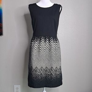 Alice + Olivia Dress Black & White Lined Zipper Back Size Large